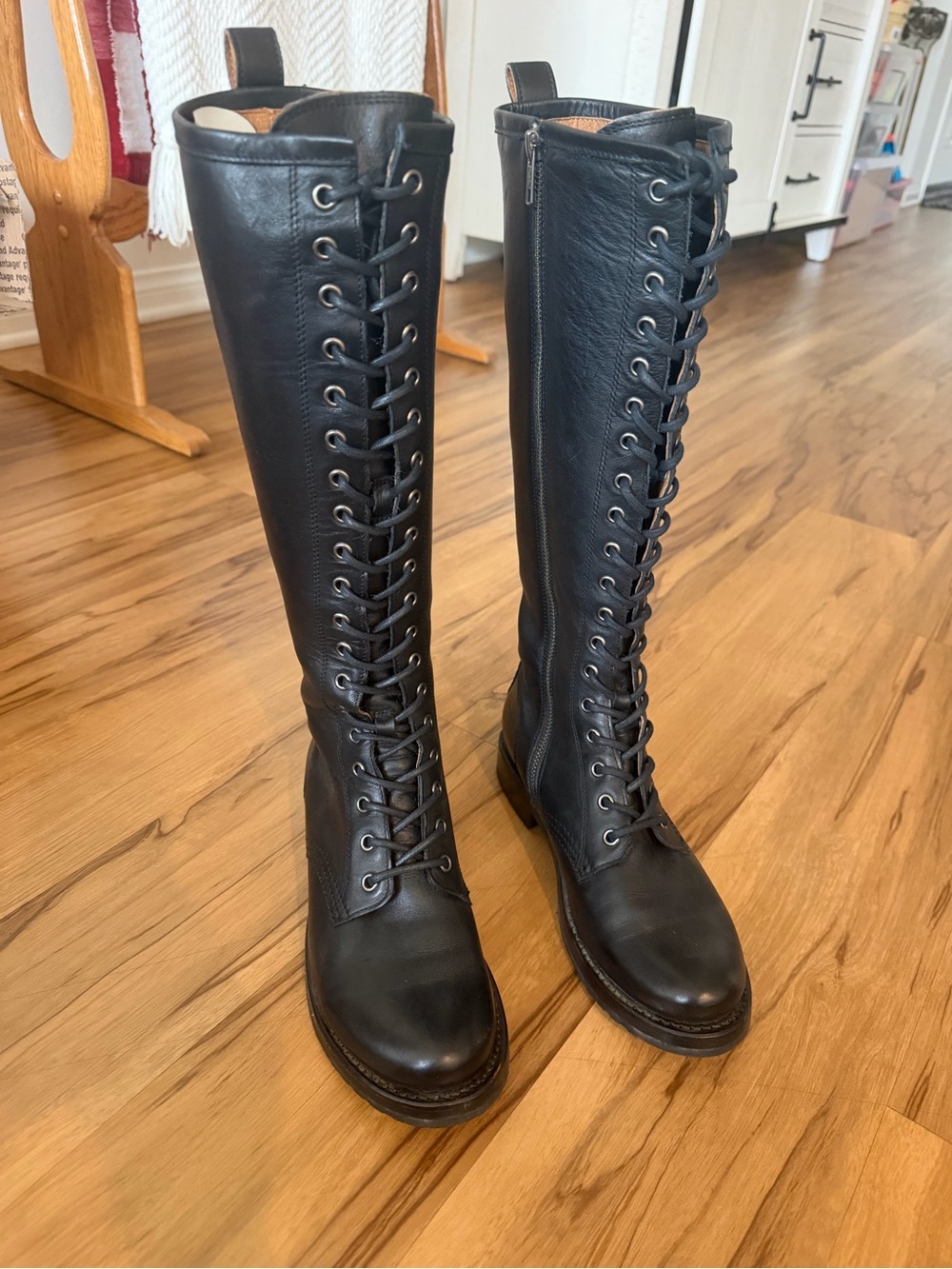 Frye Black VeronicaCombat Tall lace up . Brand new, never worn.